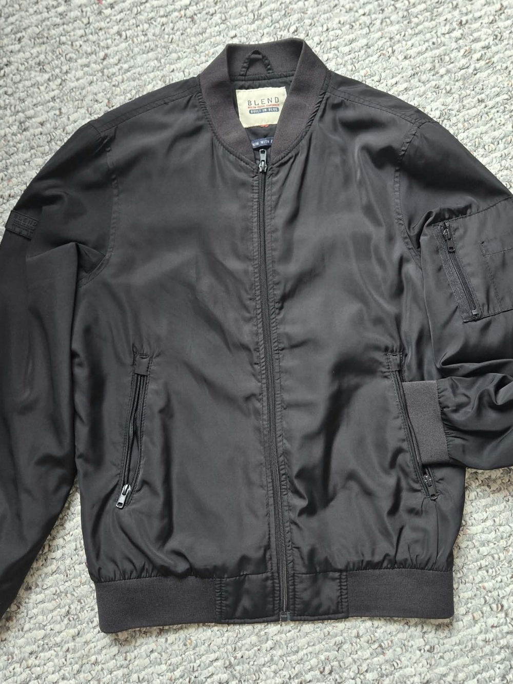 Black Bomber Jacket - Men's Lightweight Flight Coat